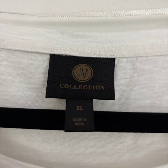 JM Collection Top White Boho Sleeves Women's XL Cotton/Modal - Picture 3 of 6